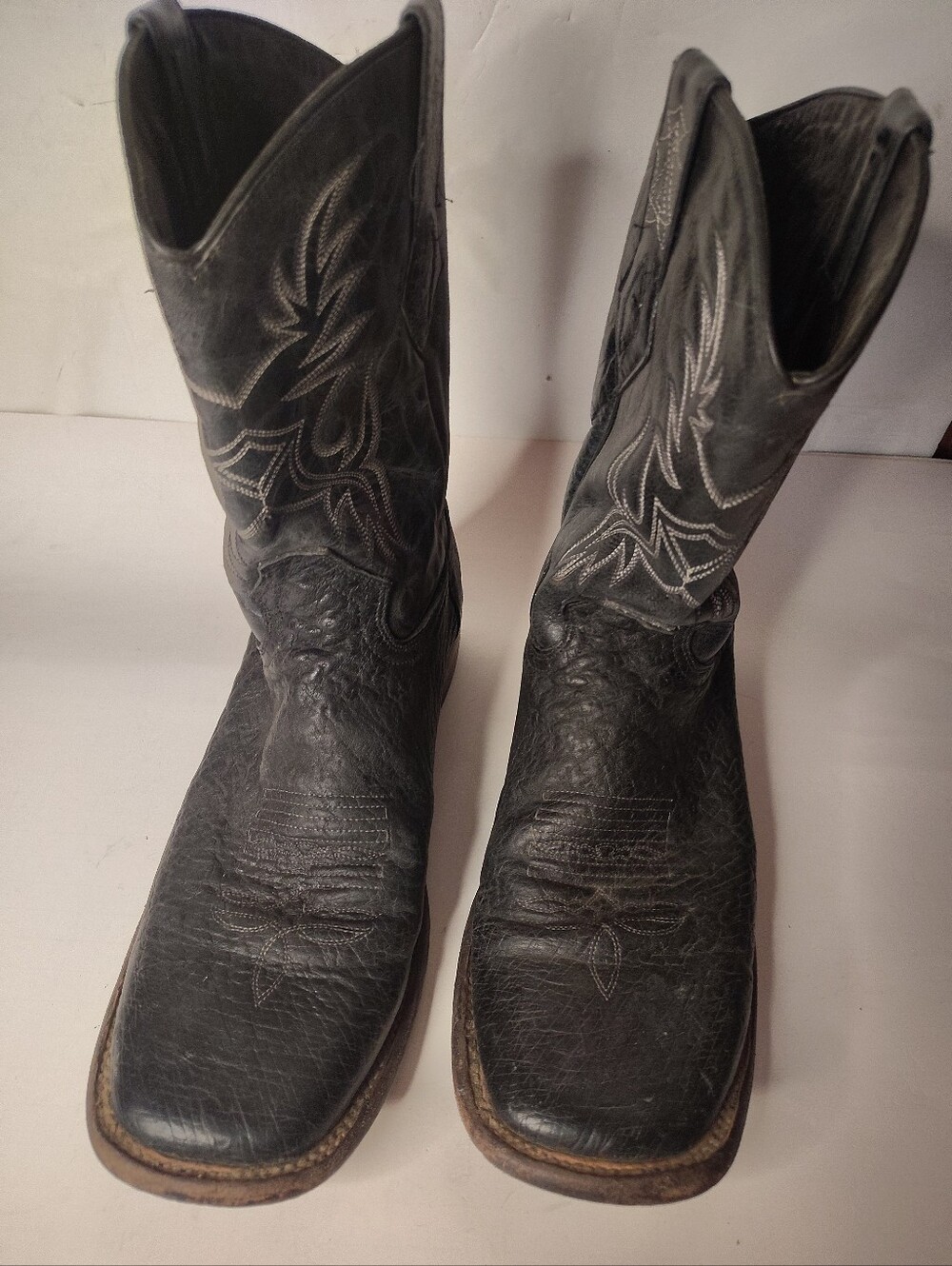 JB DILLON Reserve Cowboy Boots Black Square Toe OSTRICH Men's Size 12D JBR 1069D